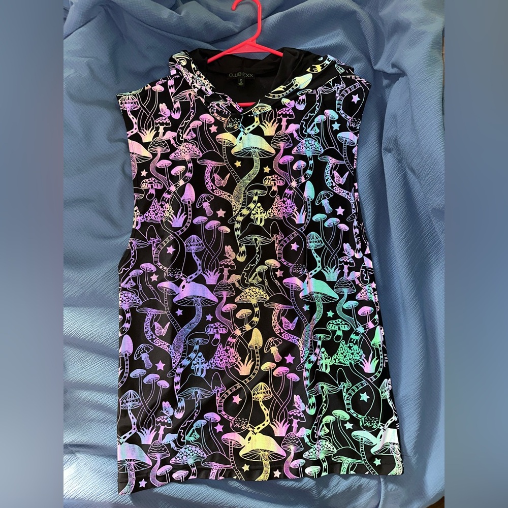Holographic sleeveless hoodie dress